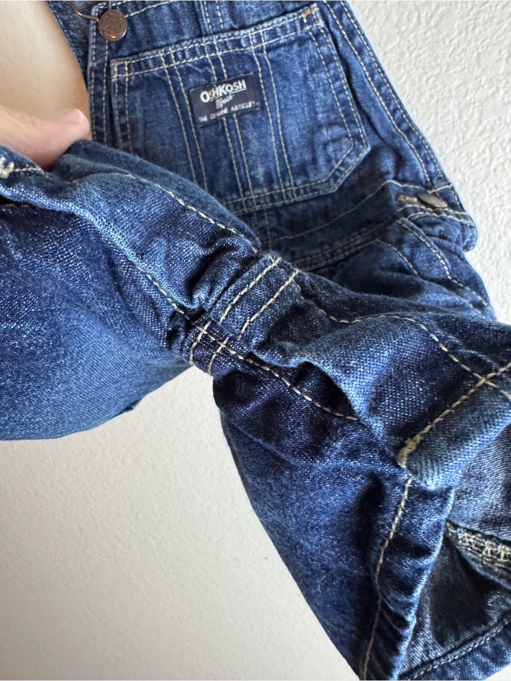 OshKosh B'gosh Indigo Denim Short Overalls for Kids 12M - Picture 6 of 15